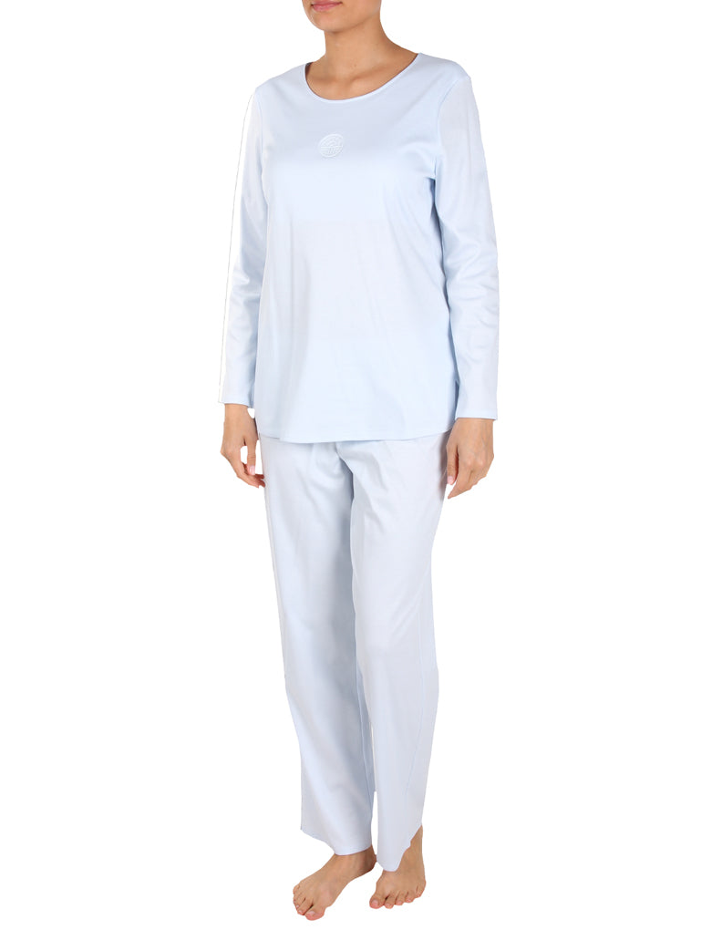 Féraud Light Blue Cotton Long Sleeve Pyjama Set 44