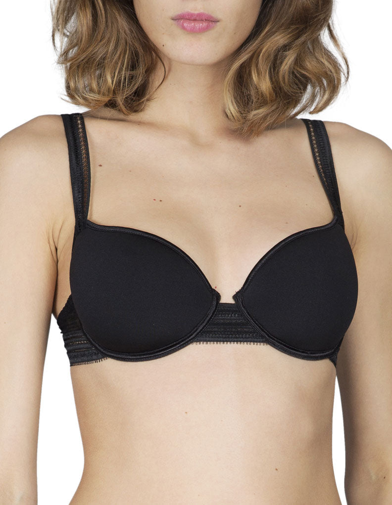 Maison LeJaby 16432-04 Women's Miss LeJaby Black Lace Underwired Non-Padded Spacer Half Cup Bra