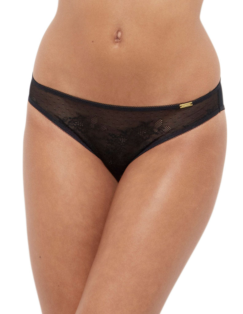 Gossard 13003 Women's Glossies Lace Black Knickers Panty Full Brief Medium