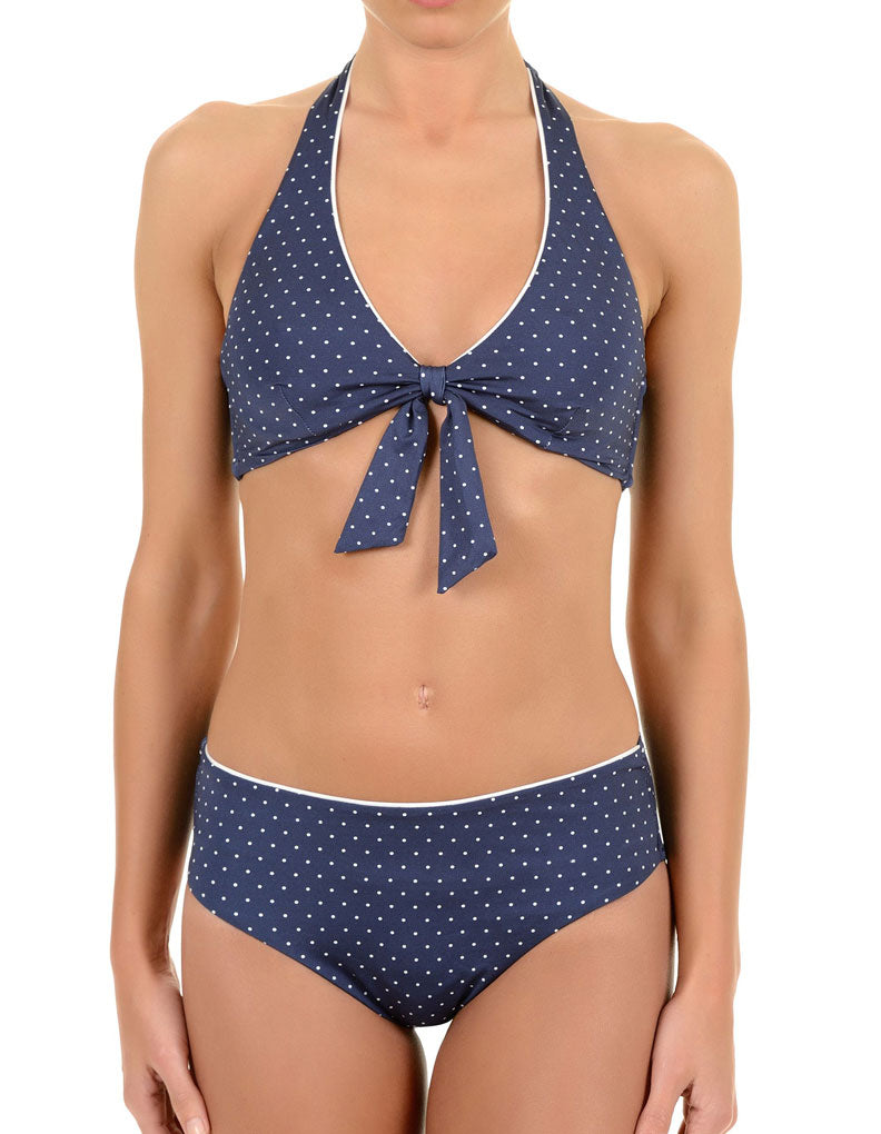 David DA7-106 Bri-Bri Pois Blue Spotted Halter Neck Underwired Bikini Set 12 - C Cup