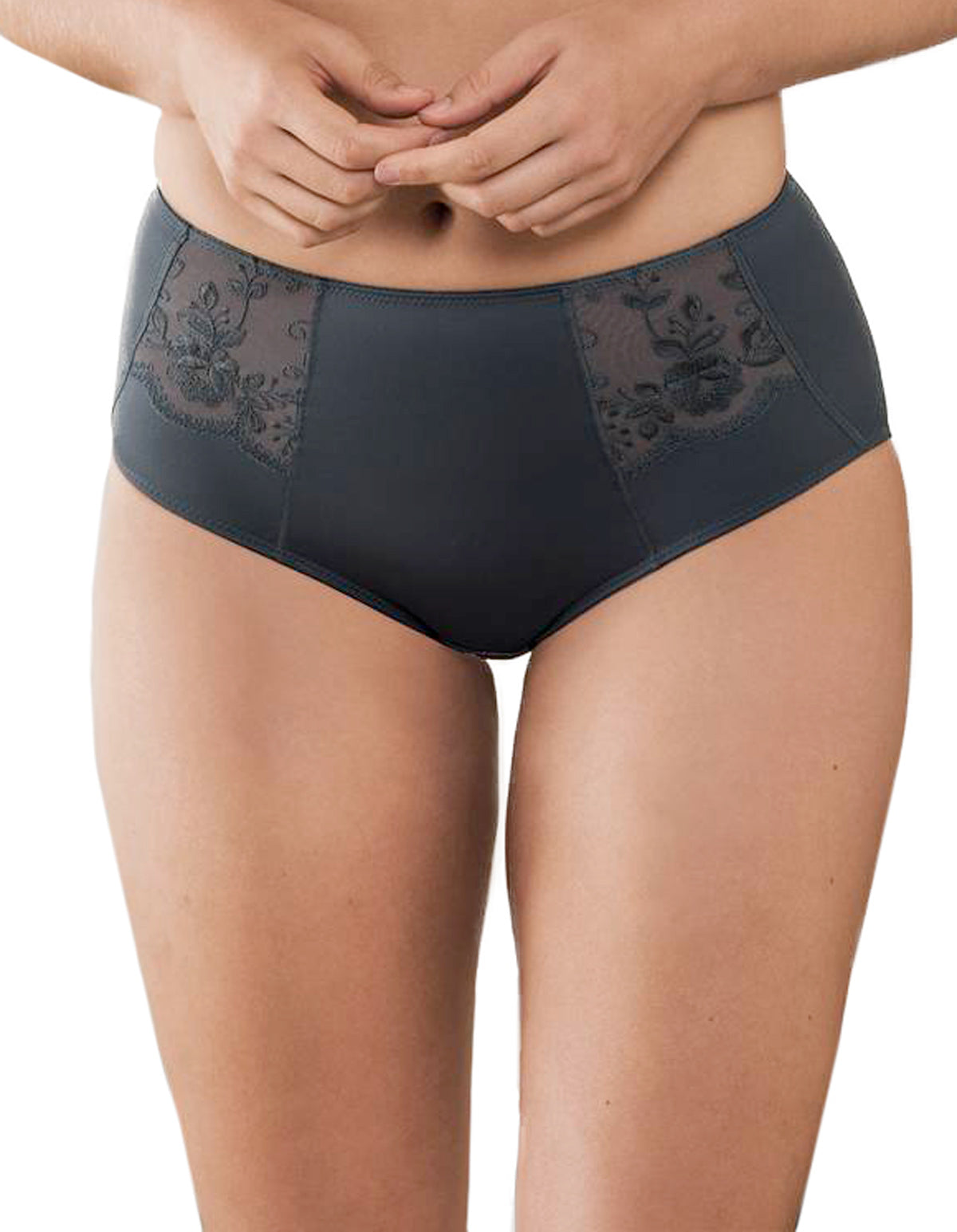 Anita Comfort 1514-408 Amica Anthracite Grey Embroidered Highwaist Brief 46