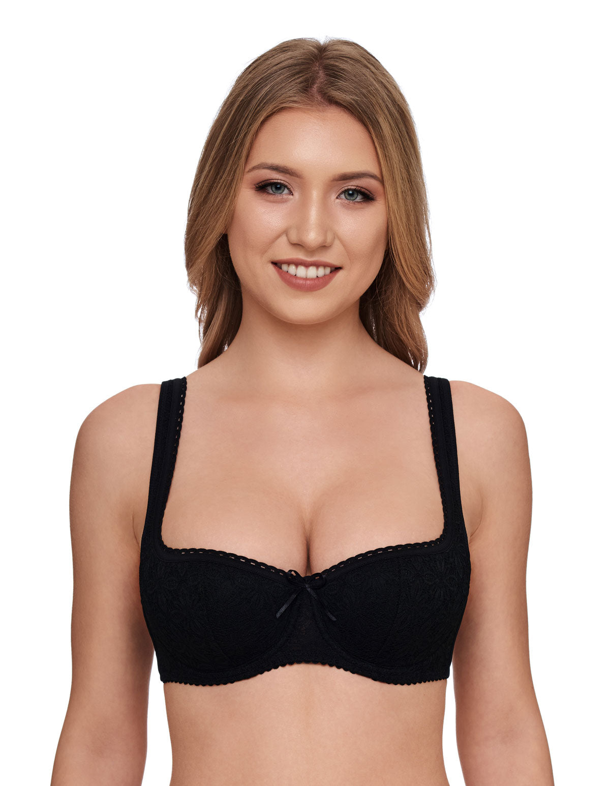 Susa 7592-4 Black Solid Colour Padded Underwired Balcony Bra