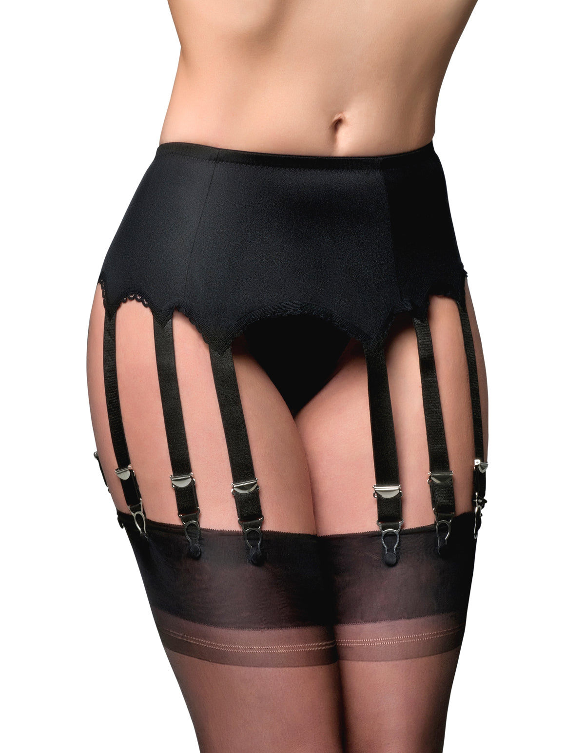 Nylon Dreams NDL12 Black 12 Strap Suspender Belt