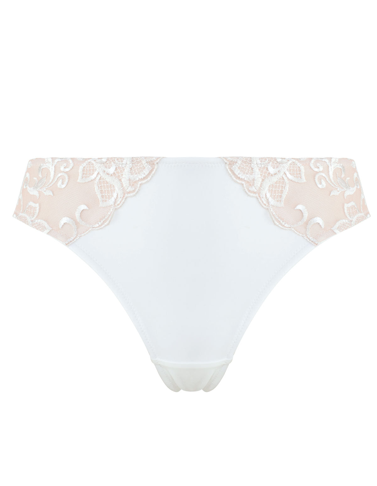 Guy de France 190095-A Ivory Off White Embroidered Thong Small