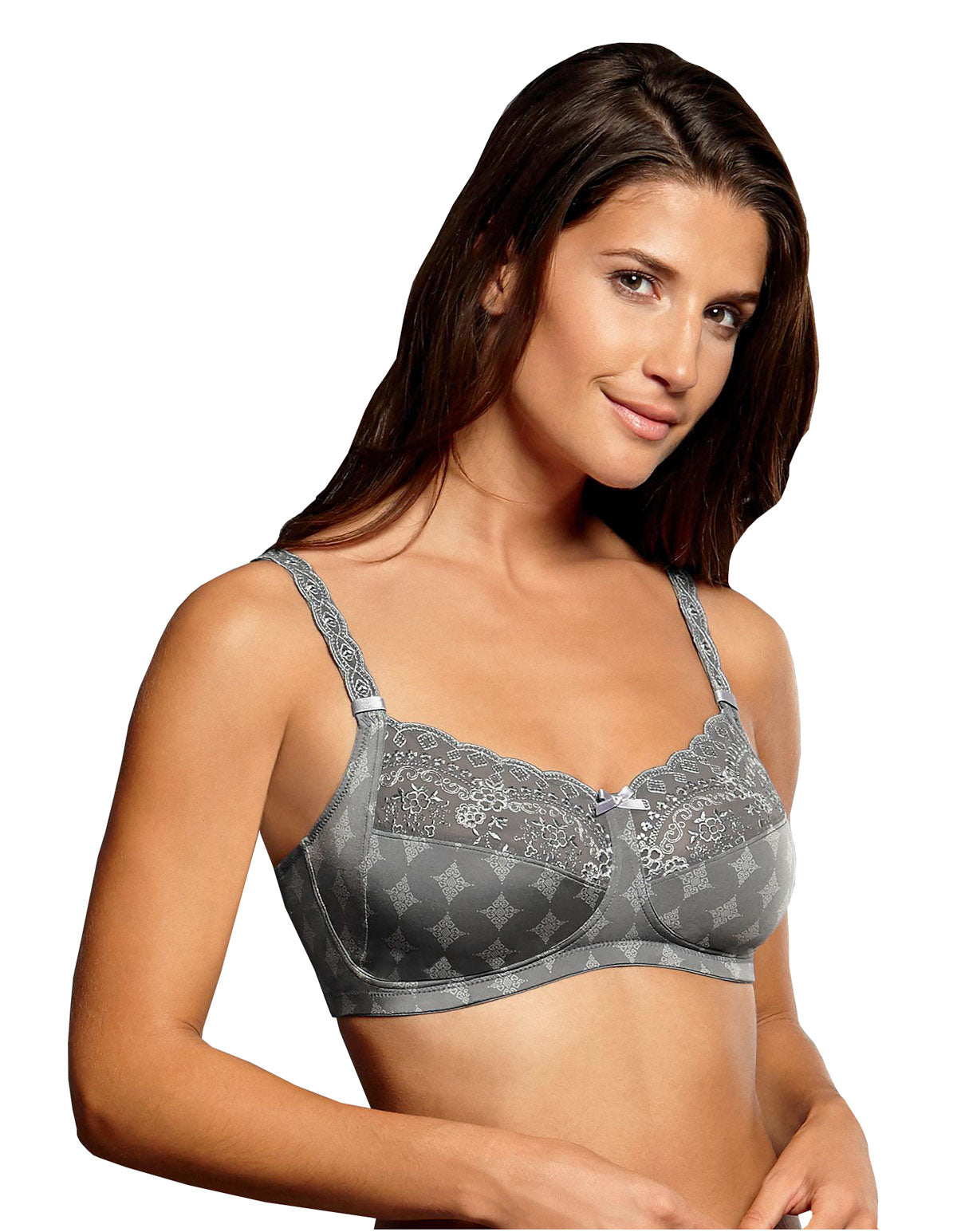 Anita 5796X-464 Care Mila Storm Grey Motif Mastectomy Full Cup Bra 34B