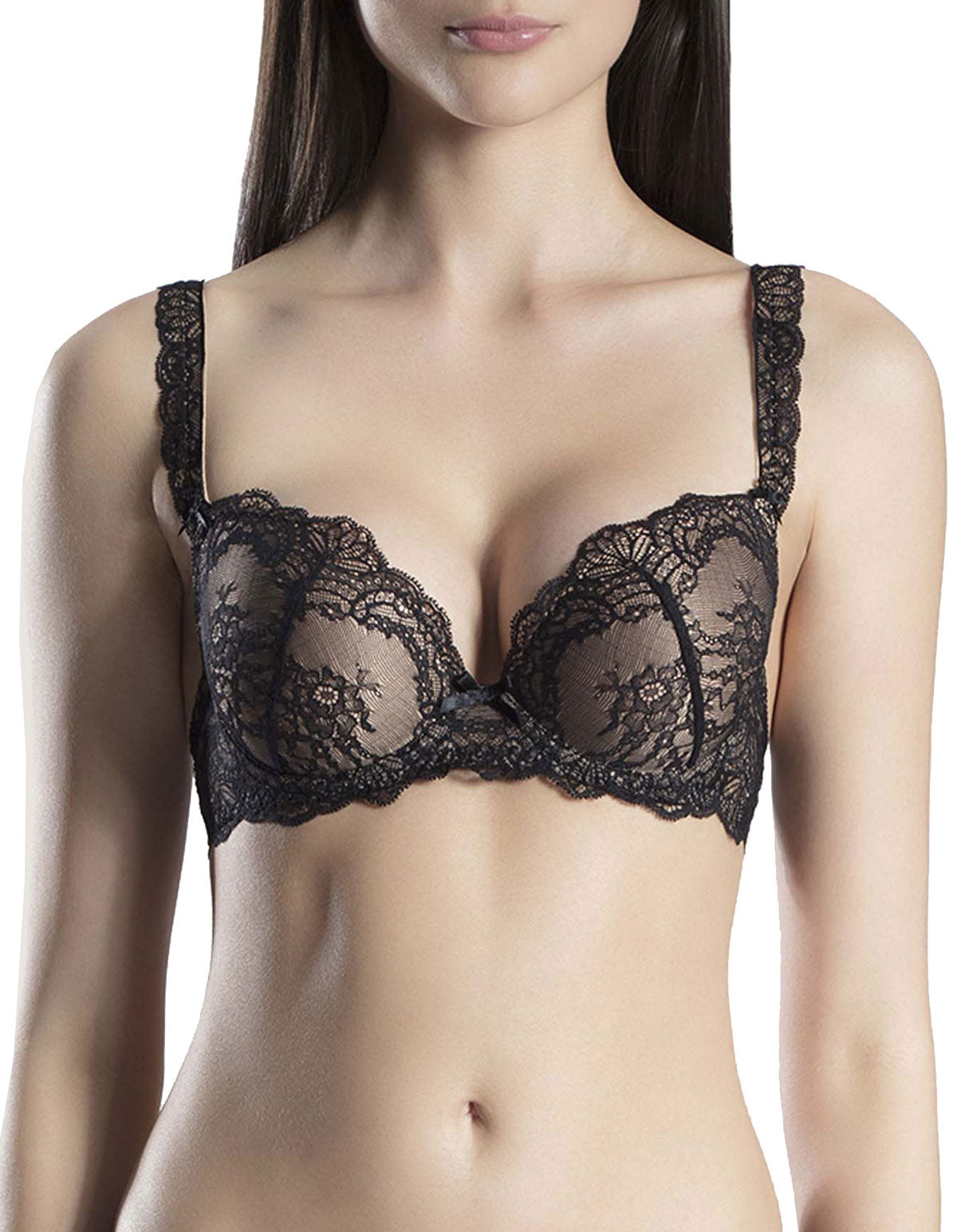 Aubade OG08-N Danse des Sens Black Lace Moulded Plunge Bra 38C