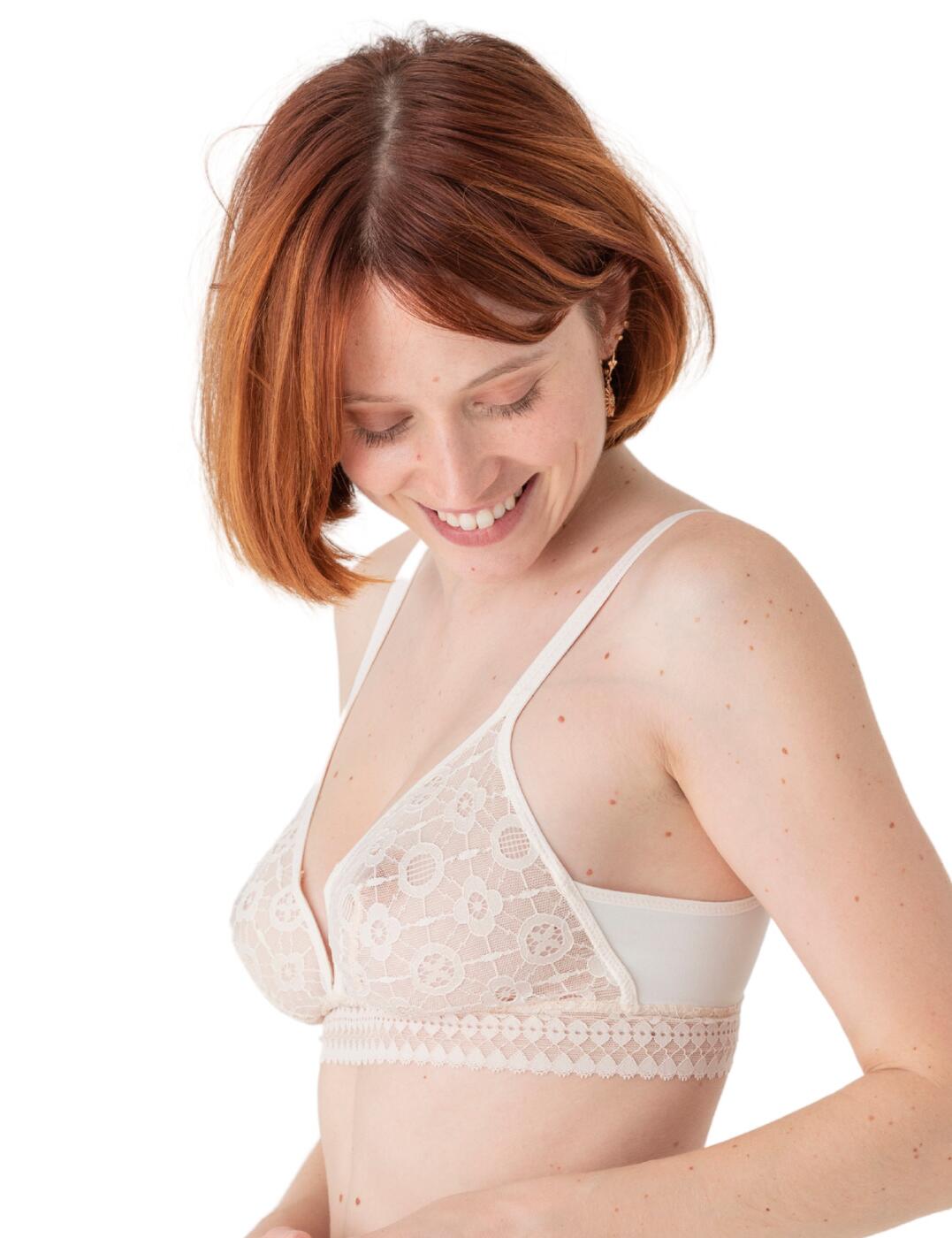 Maison Lejaby Daphne 21342-W0003 Milk Floral Lace Non-Wired Triangle Bra 95B