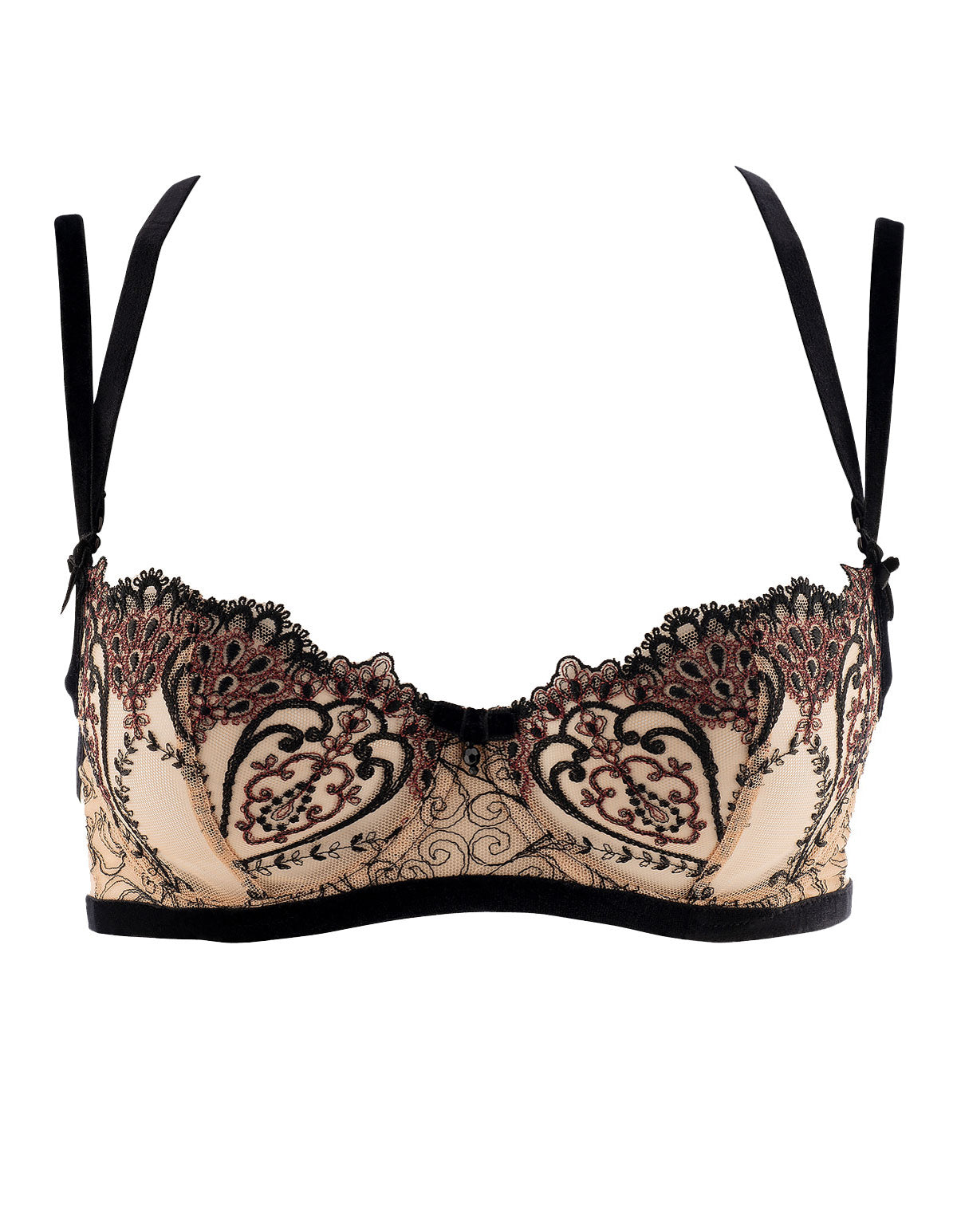 Aubade Coeurs Enlaces QD14 Serenade Black Padded Underwired Half Cup Bra 36B