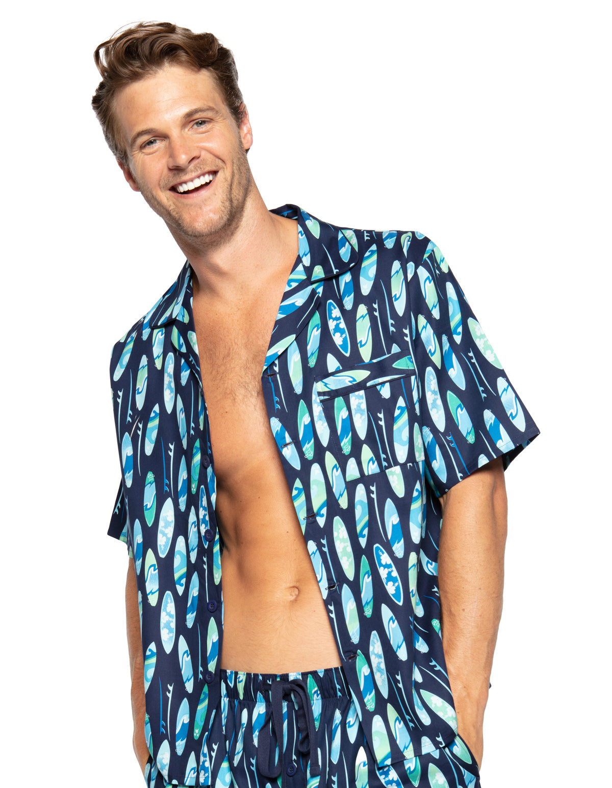 Cyberjammies Elliot 6562 Navy Blue Mix Surfboard Cotton Pyjama Top Large