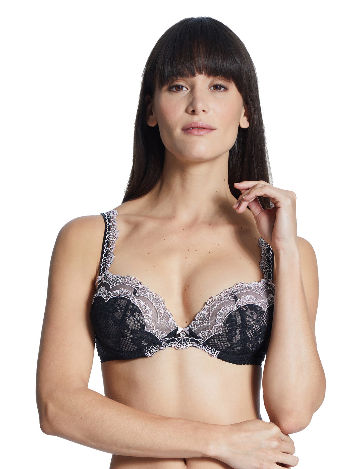 Aubade Soleil Nocturne ND18 Rose Lunaire Lace Underwired Plunge Bra 38B