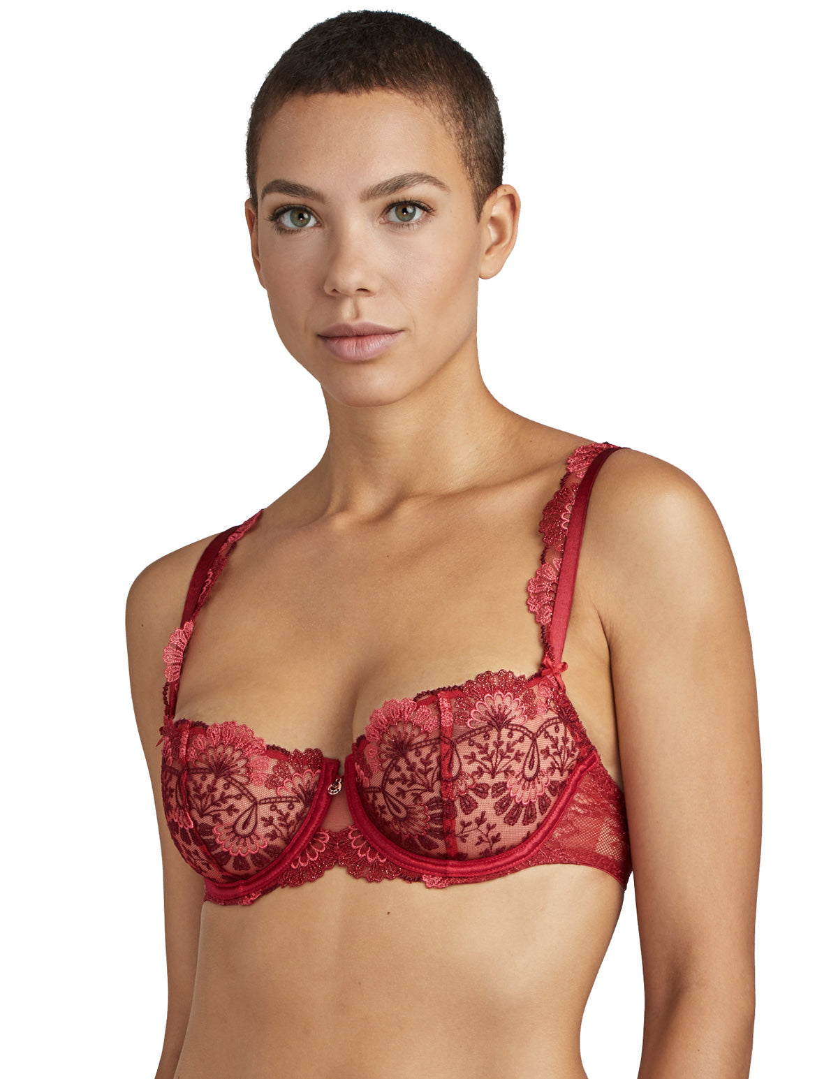 Aubade Art Of Ink TD14 French Red Half Cup Bra 36E