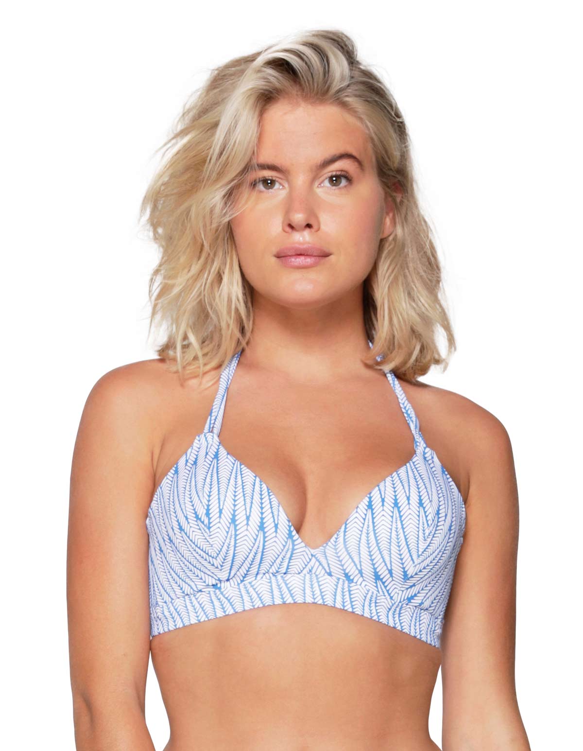 LingaDore Shade of Blue 6110TB-283 Blue White Print Padded Underwired Bikini Top