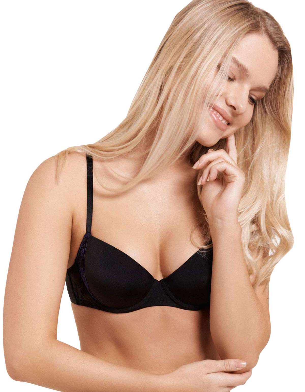 Lisca Harper 20268-02 Black Floral Embroidered Padded Underwired T-Shirt Bra 80E