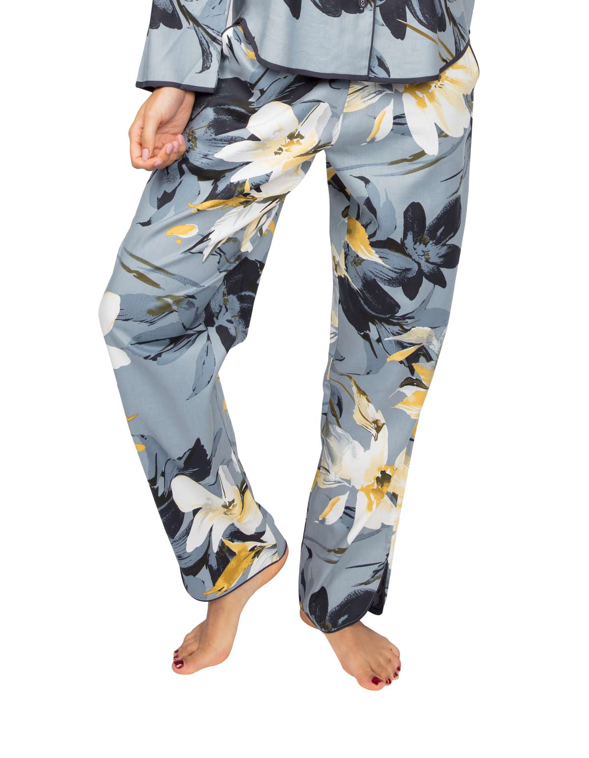 Cyberjammies Rachel 4873 Charcoal Grey Floral Cotton Pyjama Pant 8