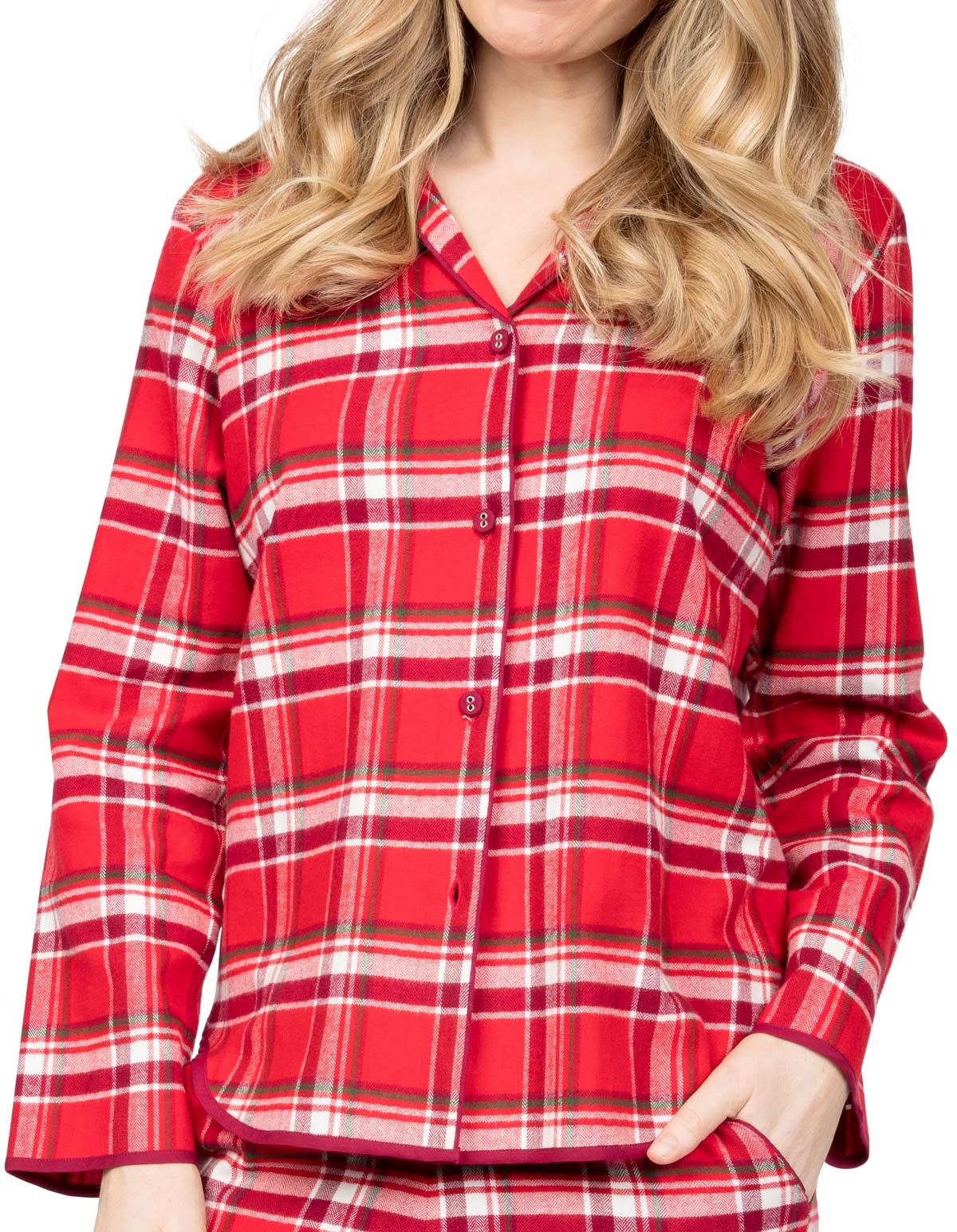 Cyberjammies Robyn 4983 Red Check Cotton Pyjama Top 14