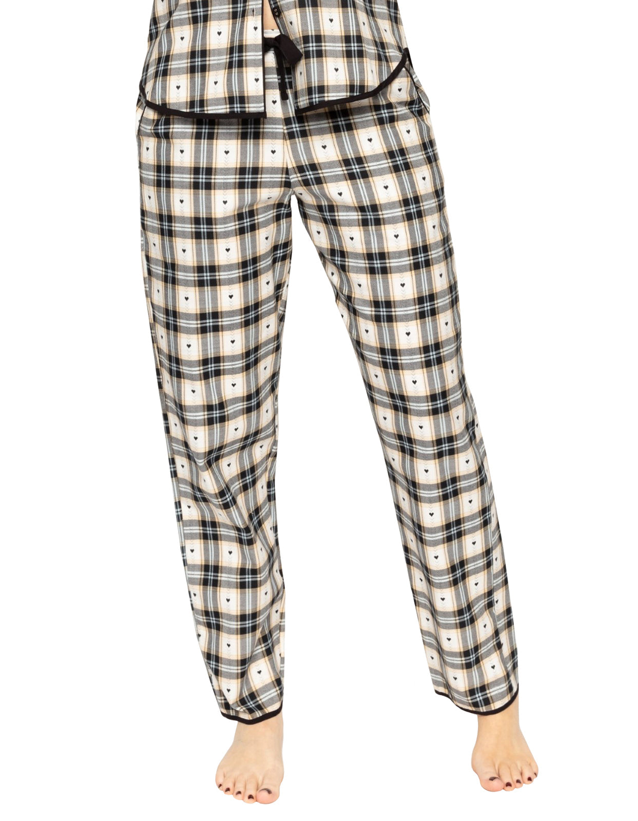 Cyberjammies Beth 9387 Cream Heart Check Cotton Pyjama