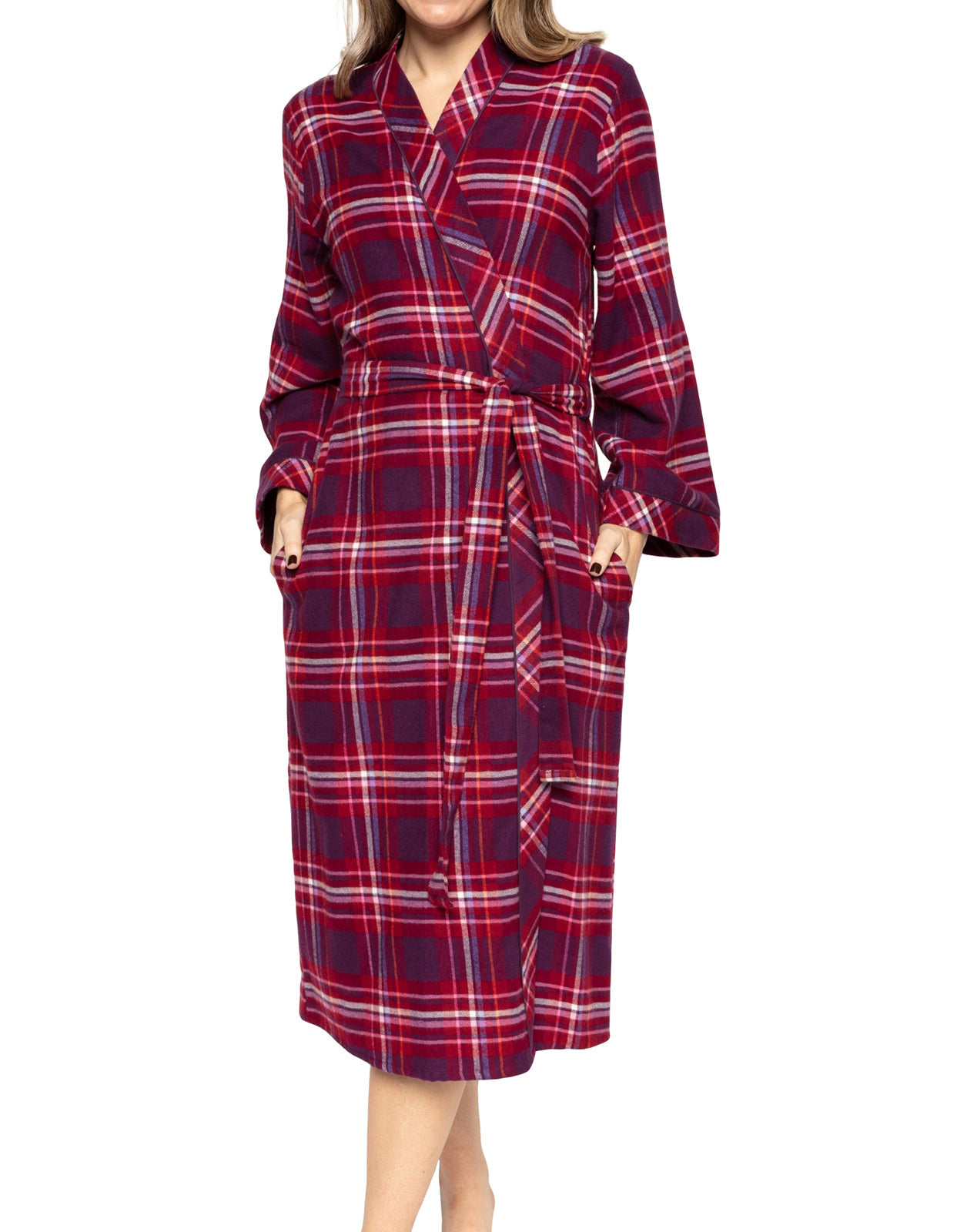 Cyberjammies Clarissa 9474 Purple Check Cotton Long