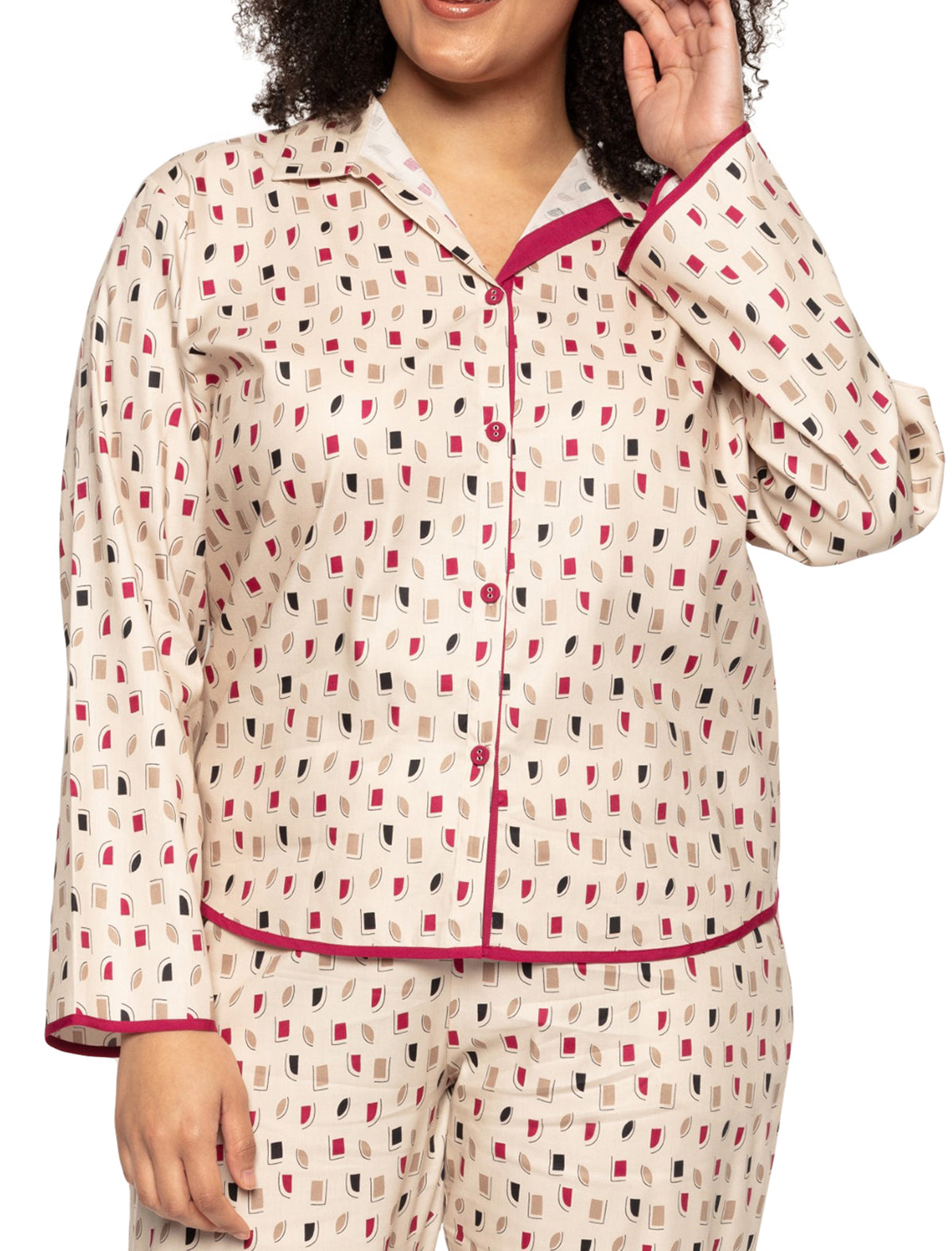 Cyberjammies Naomi 9327 Cream Geometric Print Cotton Pyjama