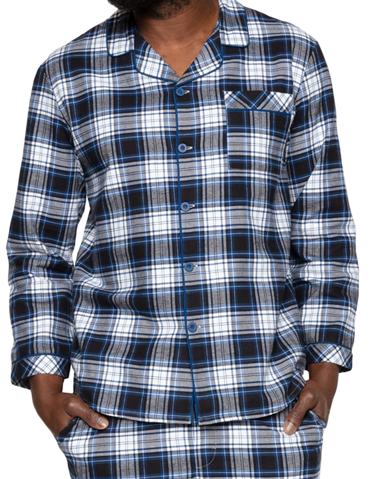 Cyberjammies Apollo 6731 Blue Check Cotton Long Sleeve Pyjama Top Xlarge