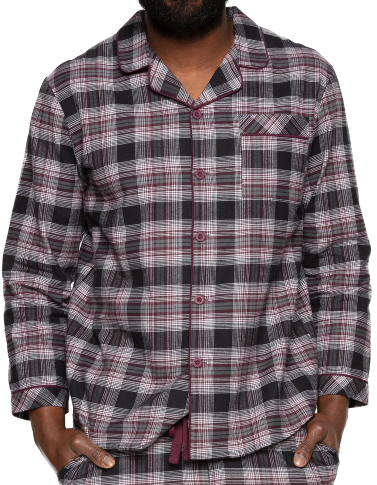Cyberjammies Harley 6741 Burgundy Check Cotton Long Sleeve Pyjama Top Medium