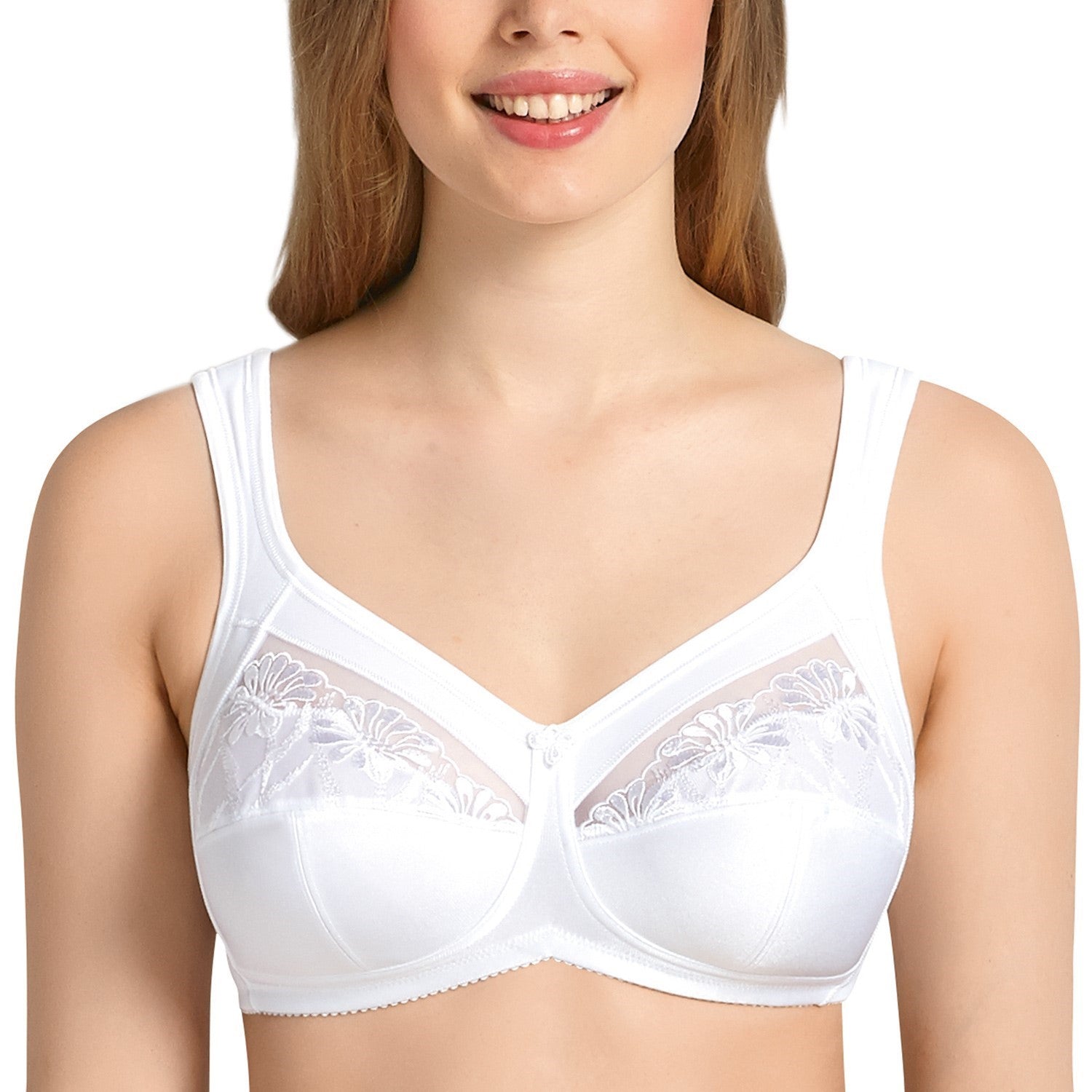 Anita 5448 Women's Safina White Non-Wired Support Bra with Floral Embroidery 40A