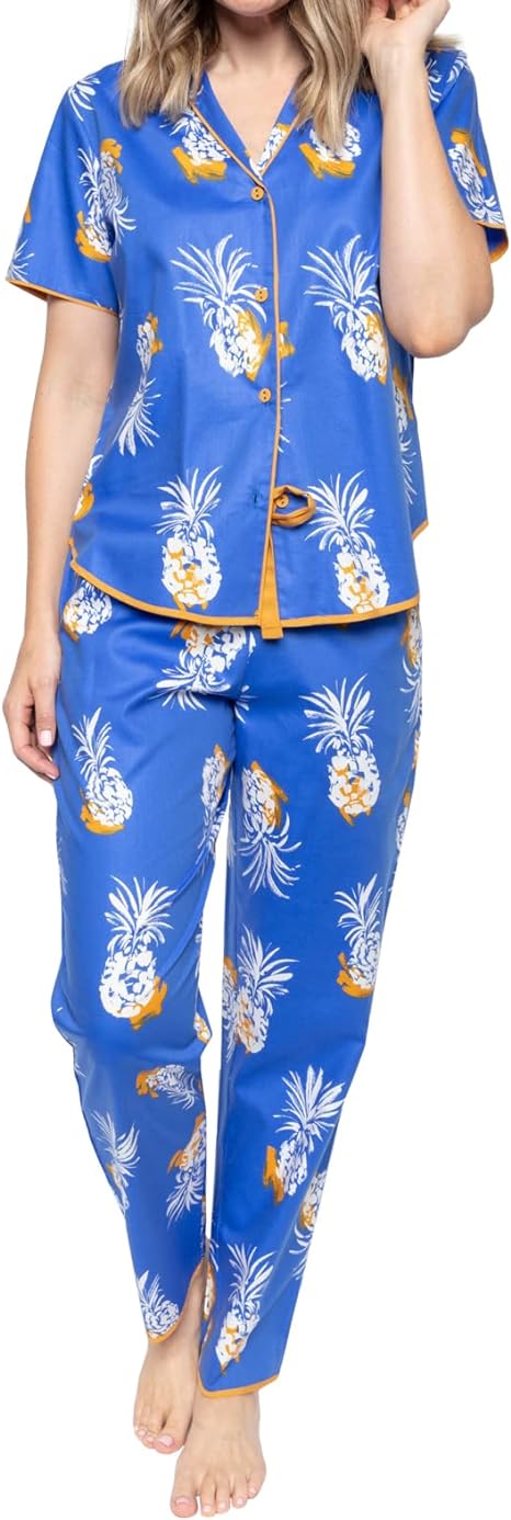 Cyberjammies Sierra 9076 Blue Pineapple Cotton Pyjama