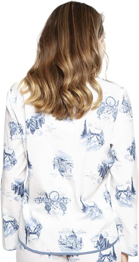 Cyberjammies 4236 Harper White Mix London Print Cotton Pyjama Top 18