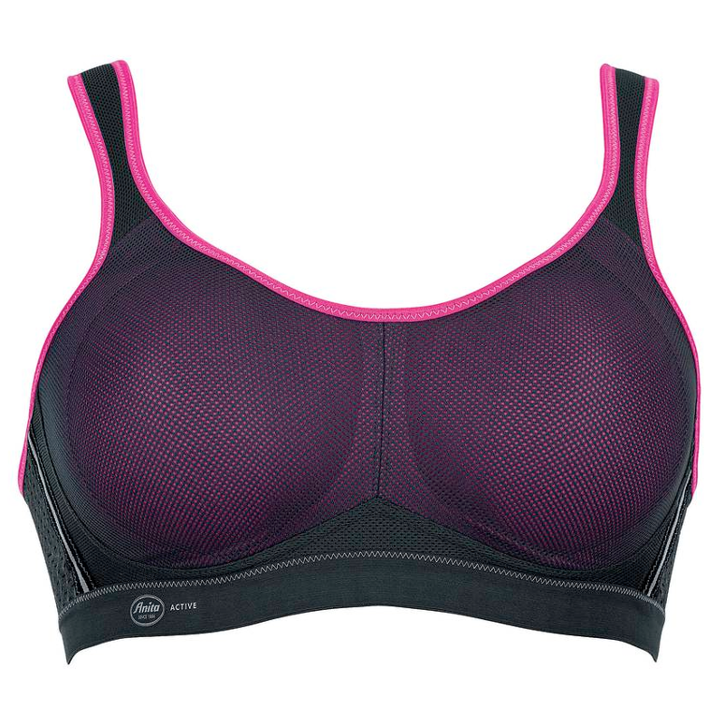 Anita Active 5533-588 Women's Air Control Anthracite Grey and Pink Non-Wired Sports Bra 32A