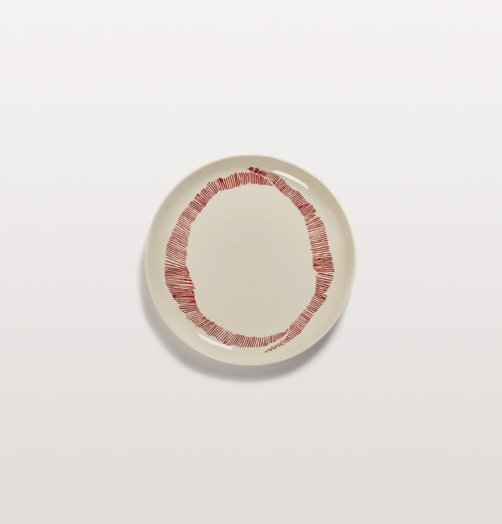 OTTOLENGI FEAST PLATES MEDIUM White & Swirl Stripes Red