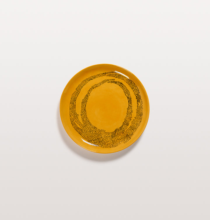 OTTOLENGI FEAST PLATES MEDIUM Sunny Yellow and Swirl Dots Black
