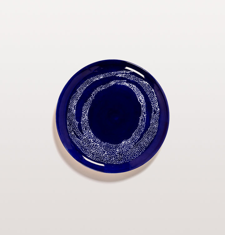 OTTOLENGI FEAST PLATES LARGE Lapis Lazuli & Swirl Dots White
