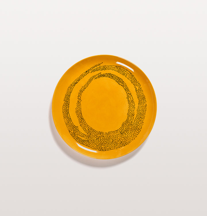 OTTOLENGI FEAST PLATES LARGE Sunny Yellow & Swirl Dots Black