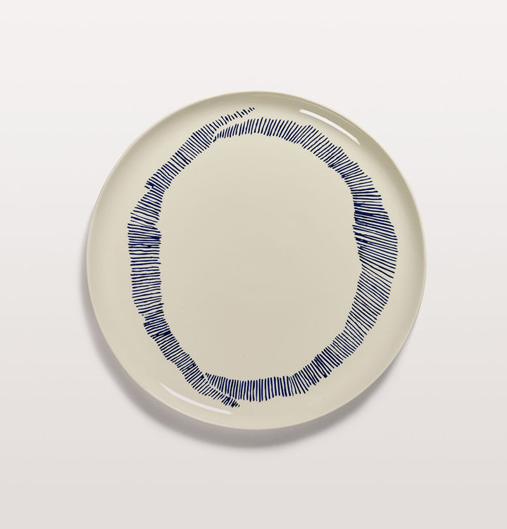 OTTOLENGI FEAST SERVING PLATE White & Swirl Stripes Blue
