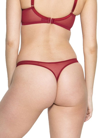 Gossard Glossies Lace 13006 Bordeaux Red Thong XSmall