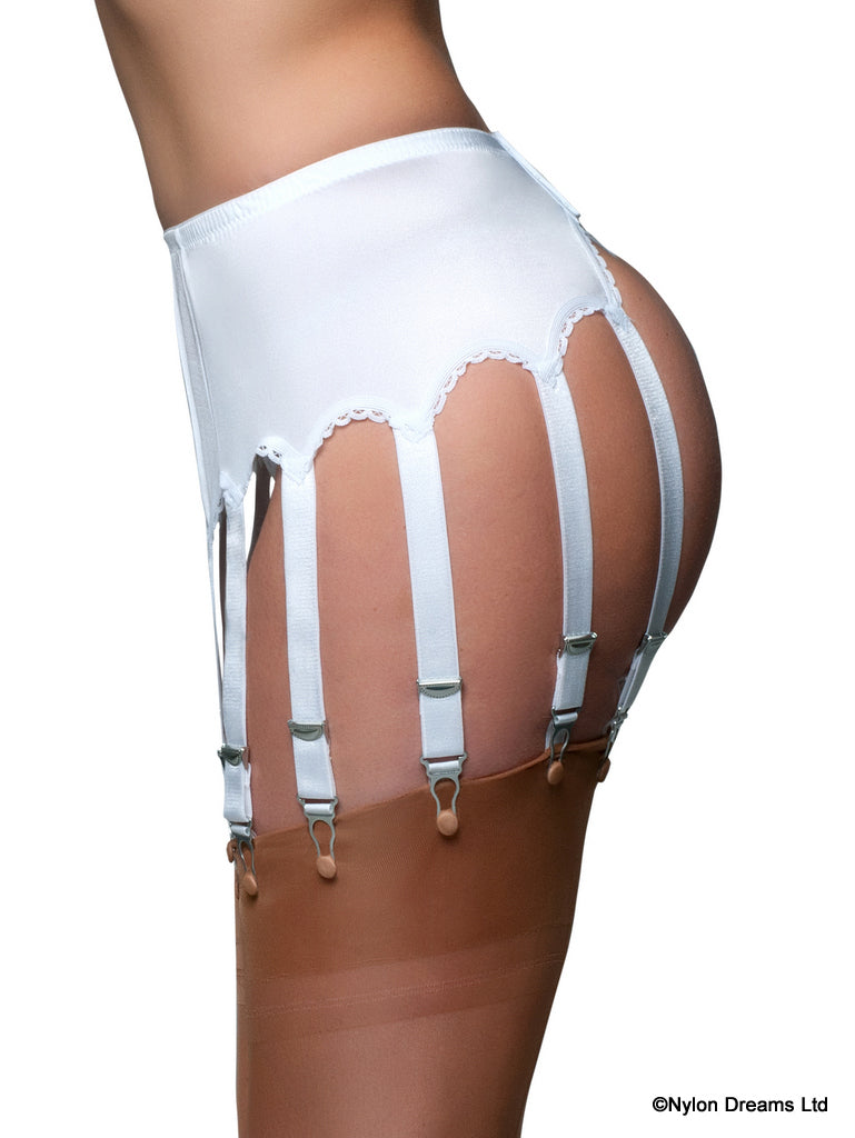 Nylon Dreams NDL12 White 12 Strap Suspender Belt