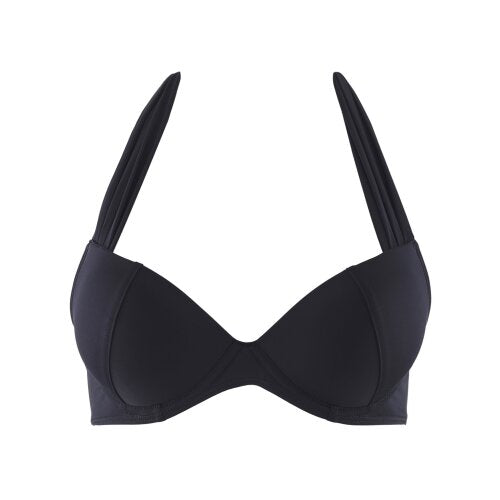 Aubade PS08 Douceur De Reve Black Padded Underwired Plunge Bikini Top 32A