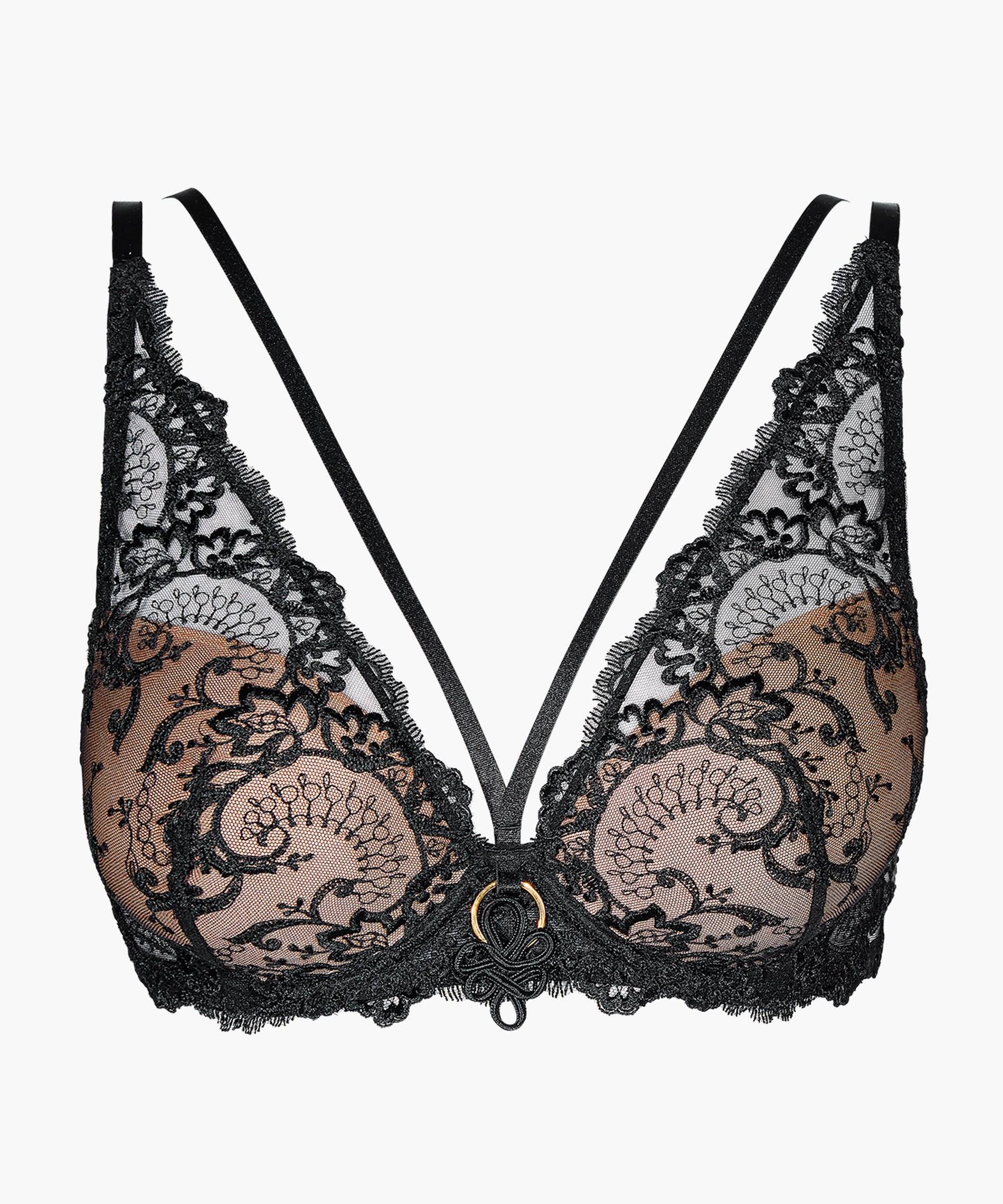 Aubade La Reine D.L.Nuit QE81 Black Lyrique Padded Underwired Plunge Bra